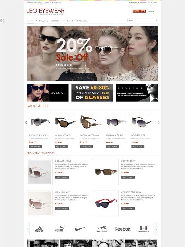 Leo Eyewear шаблон Joomla Leo Eyewear шаблон Joomla скачать